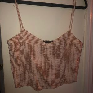 White/ Orange Zara Pinstripe Crop Top
